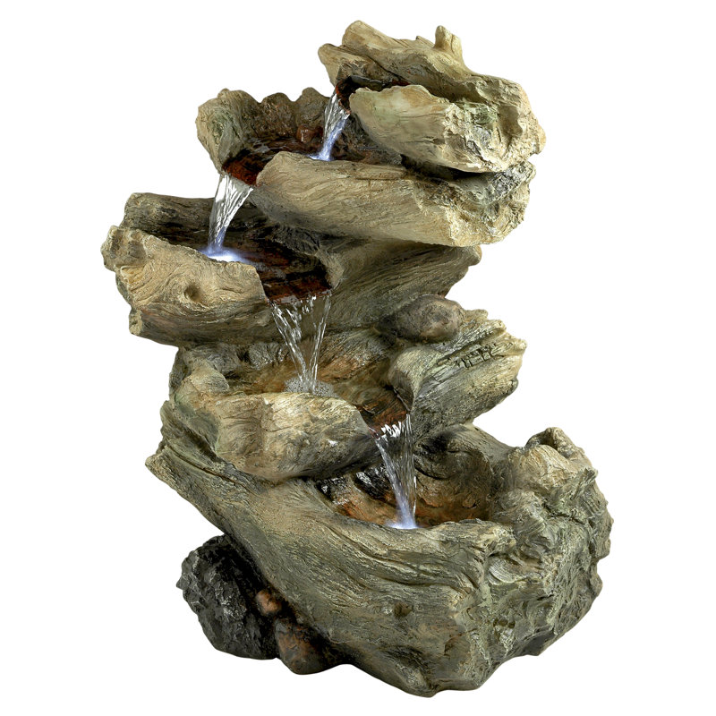 resin turtle cove cascading sculptural fountain with led light